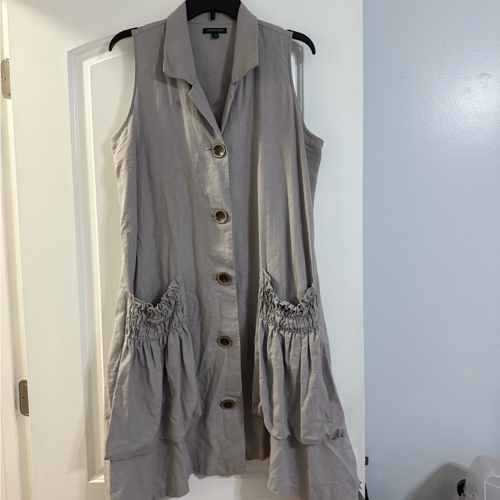 For Cynthia Anthropologie Art To Wear Lagenlook Linen Blend Tank Dress L